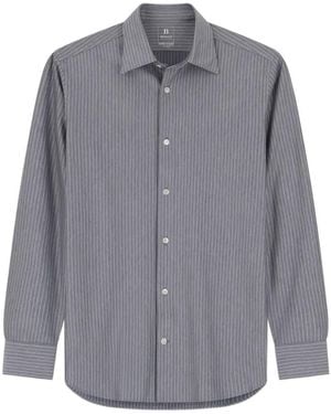 BOGGI Polo Shirt Striped Japanese Jersey Regular Fit - Grey