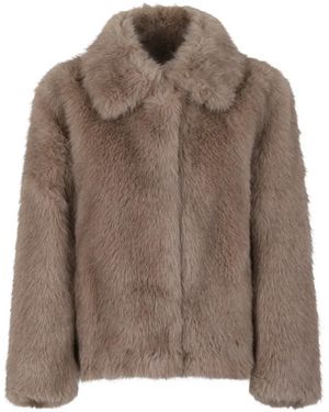 Max Mara Faux-Fur Collar Coat - Brown