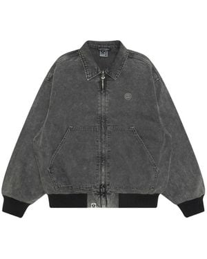 Aape By A Bathing Ape Aapenow Logo-Embroidered Zip-Up Jacket - Gray