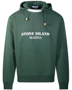 Stone Island Marina Logo-Print Hoodie - Green