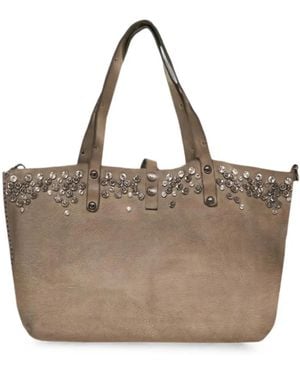Campomaggi Bella Crystal-Embellished Studded Tote Bag - Brown