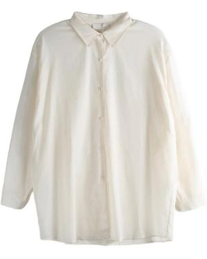 Amomento Semi-Sheer Long-Sleeve Shirt - White