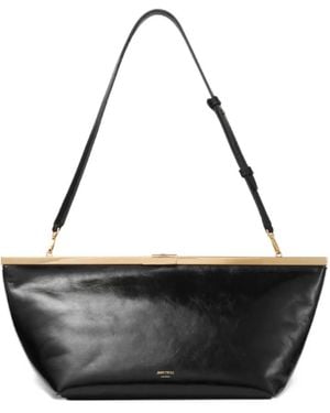 Jimmy Choo Ganache Soft Biker Clutch Aus Glänzendem Leder - Schwarz