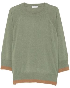 Le Tricot Perugia Pullover Mit Raglanärmeln Und Kontrastbesatz - Grün