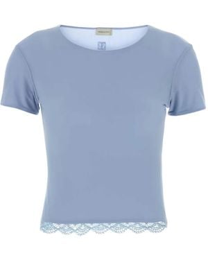 Magda Butrym Lace-Trim T-Shirt - Blue
