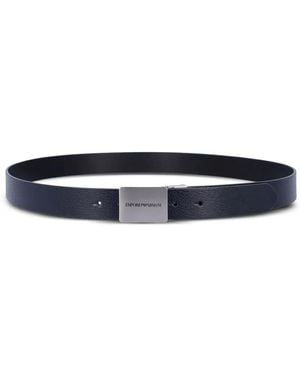 Emporio Armani Plate Leather Belt - White