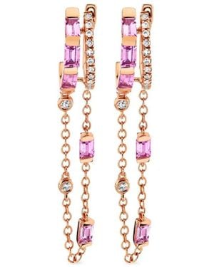 SHAY 18Ct Rose Double Mixed Fringe Sapphire Earrings - White