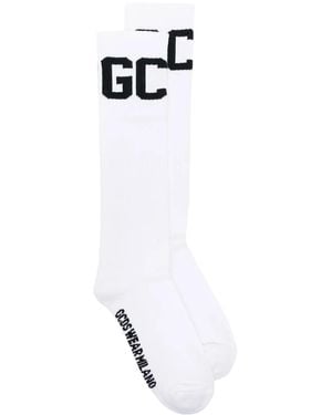 Gcds Intarsia-Knit Mid-Calf Socks - White