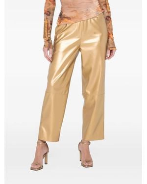 JBQ Luka Metallic-Finish Cropped Pants - Natural