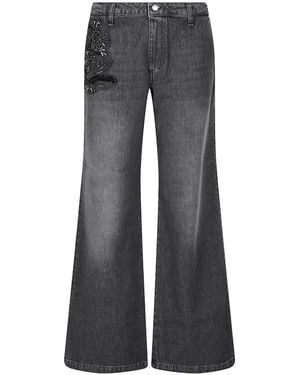 ERMANNO FIRENZE Bead-Embellished Flared Jeans - Grey