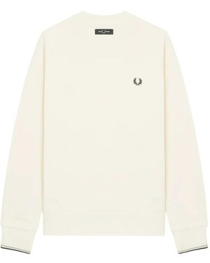 Fred Perry Logo-Embroidered Crew-Neck Sweatshirt - White