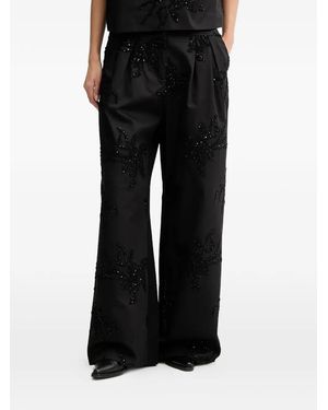 Munthe Embellished Wide Trousers - Black