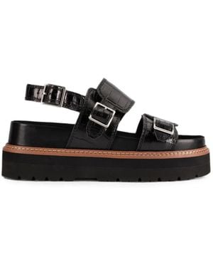 Clarks Orianna Glide Croc-Effect Platform Sandals - Black
