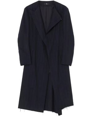 Y's Yohji Yamamoto Manteau Asymétrique À Fines Rayures - Bleu