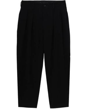 Yohji Yamamoto Pleated Tapered Tailored Trousers - Black