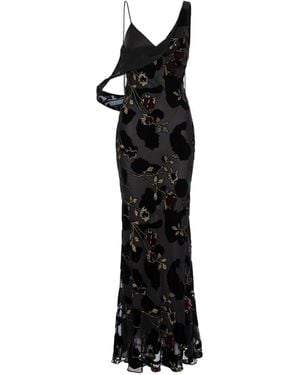 V:PM ATELIER Lucya Floral-Devoré Maxi Dress - Black