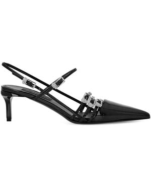 Philipp Plein Crystal-Buckle Slingback Court Shoes - Black
