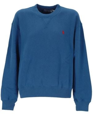 Polo Ralph Lauren Logo-Embroidered Crew-Neck Sweatshirt - Blue