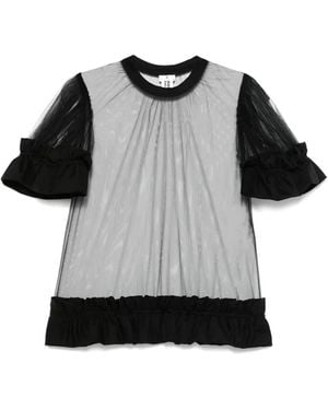 Noir Kei Ninomiya ラッフル シアーブラウス - ブラック