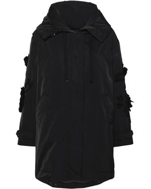 Ermanno Scervino Down Jacket With Floral Appliqué - Black