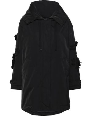 Ermanno Scervino Down Jacket With Floral Appliqué - Black
