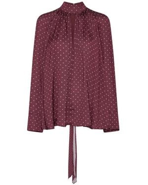ROTATE BIRGER CHRISTENSEN Dot Satin Bow Shirt Dark - Purple