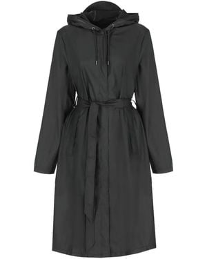 Rains Belted A-Line Coat - Black