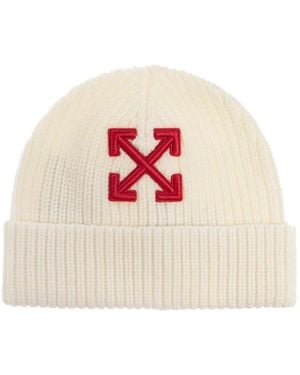 Off-White c/o Virgil Abloh Arrow-Embellished Ribbed Beanie - White