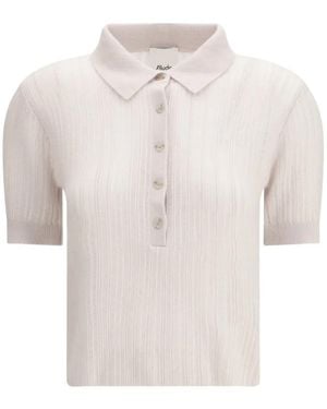 Allude Polo Neck Short Sleeve Top - White