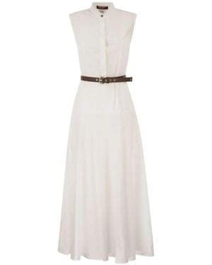 Max Mara Belted Maxi Dress - White