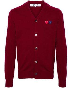 COMME DES GARÇONS PLAY Heart-Patch Wool Cardigan - Red