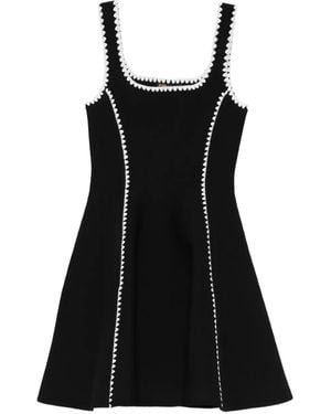 Maje Vestido midi de punto festoneado - Negro