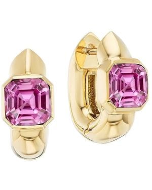 UNIFORM OBJECT 18K Tusk Sapphire Huggie Earrings - Pink