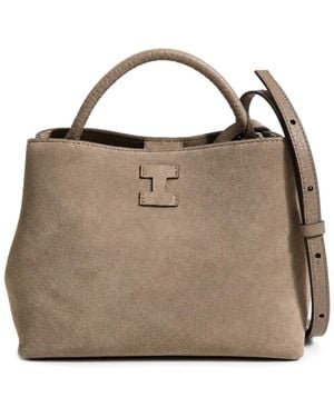Iacucci Logo-Patch Suede Tote Bag - Brown