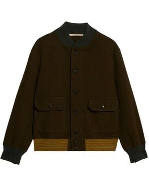 Fortela Button Bomber Jacket - Green