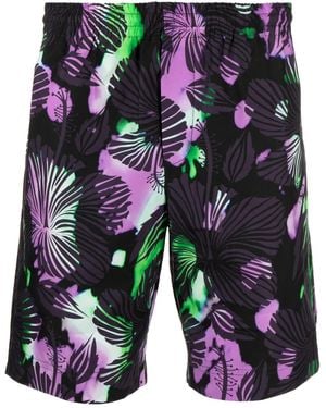 MSGM Abstract-Print Cotton Bermuda Shorts - Black