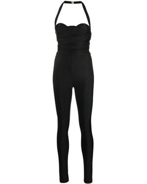 Saint Laurent Ruched Halterneck Jumpsuit - Black