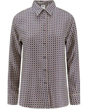 Aspesi Geometric-Pattern Silk Shirt - Blue