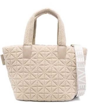 VEE COLLECTIVE Small Vee Quilted Sherpa Tote Bag - Natural