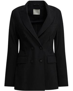 Circolo 1901 Double-Breasted Peaked-Lapels Coat - Black
