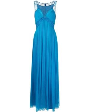 Alberta Ferretti Cornely-Embroidered Silk Maxi Dress - Blue