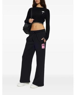 Palm Angels Embroidered-Logo Cropped Jumper - Black
