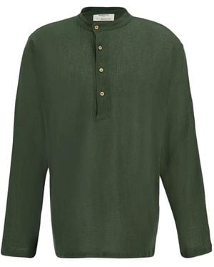 SPIRITUM TULUM Button-Down Cotton-Gauze Shirt - Green
