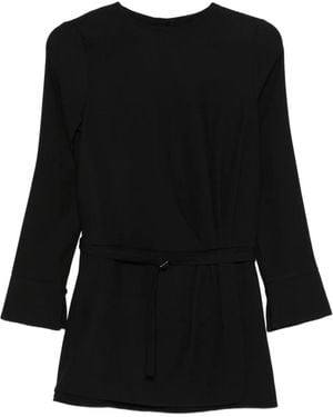 ELEH Dreiviertelärmel-Minikleid mit Gürtel - Schwarz