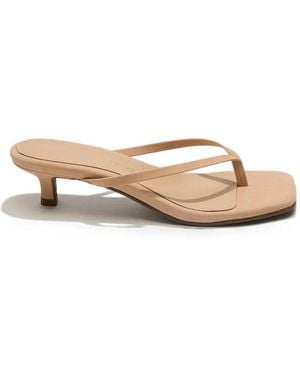 TKEES Julia Square-Toe Leather Sandals - Natural