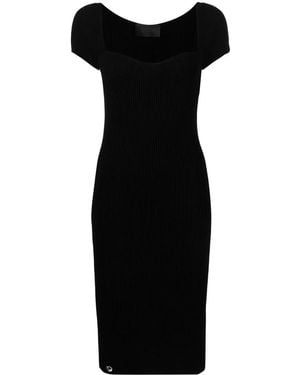 Philipp Plein Rib-Knit Midi Dress - Black