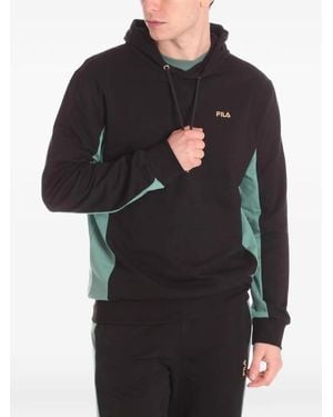 Fila Logo-Print Panelled Hoodie - Black