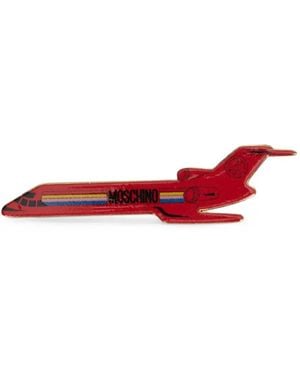 Moschino Brosche Mit Flugzeugmotiv - Rot