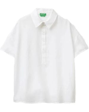 Benetton Kurzärmelige Bluse Mit Knöpfen - Weiß
