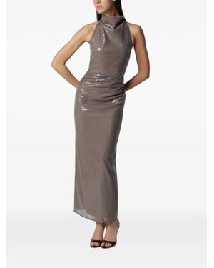 ROTATE BIRGER CHRISTENSEN Sequin-Embellished Back-Slit Maxi Dress - Grey